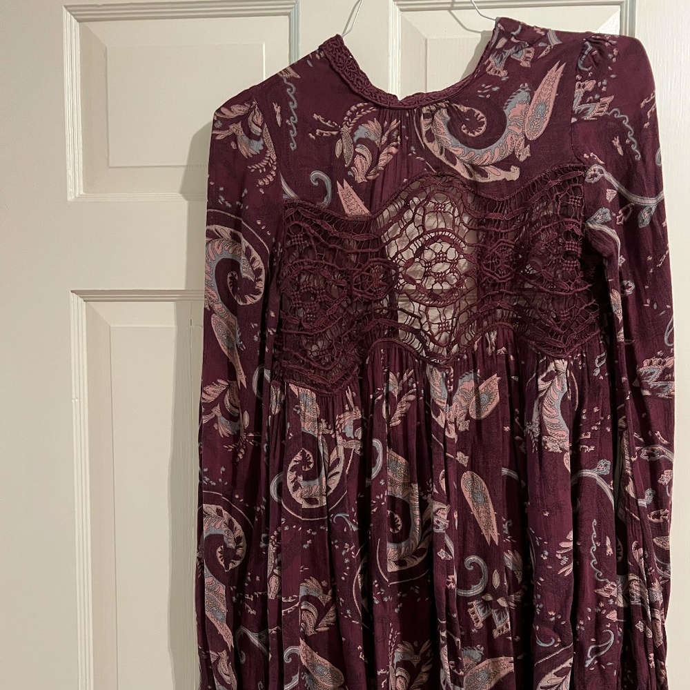 Free People Paisley Purple Long Sleeve Tunic